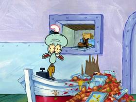 Screenshots from the 2005 United Plankton Pictures cartoon Fear of a Krabby Patty