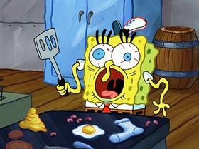 Screenshots from the 2005 United Plankton Pictures cartoon Fear of a Krabby Patty