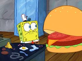 Screenshots from the 2005 United Plankton Pictures cartoon Fear of a Krabby Patty