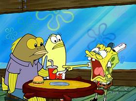 Screenshots from the 2005 United Plankton Pictures cartoon Fear of a Krabby Patty