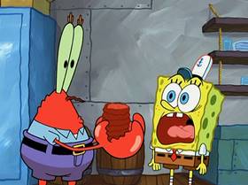 Screenshots from the 2005 United Plankton Pictures cartoon Fear of a Krabby Patty