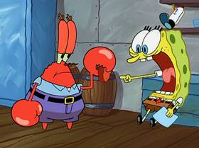 Screenshots from the 2005 United Plankton Pictures cartoon Fear of a Krabby Patty