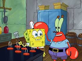 Screenshots from the 2005 United Plankton Pictures cartoon Fear of a Krabby Patty