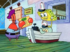 Screenshots from the 2005 United Plankton Pictures cartoon Fear of a Krabby Patty