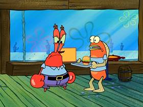 Screenshots from the 2005 United Plankton Pictures cartoon Fear of a Krabby Patty