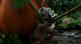 Screenshots from the 2005 Aardman cartoon The Curse of the Were-Rabbit