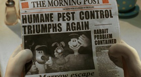 Screenshots from the 2005 Aardman cartoon The Curse of the Were-Rabbit