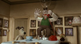 Screenshots from the 2005 Aardman cartoon The Curse of the Were-Rabbit
