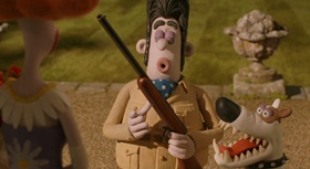 Screenshots from the 2005 Aardman cartoon The Curse of the Were-Rabbit