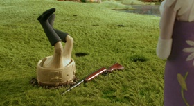 Screenshots from the 2005 Aardman cartoon The Curse of the Were-Rabbit