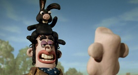 Screenshots from the 2005 Aardman cartoon The Curse of the Were-Rabbit