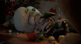 Screenshots from the 2005 Aardman cartoon The Curse of the Were-Rabbit