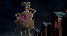 Screenshots from the 2005 Aardman cartoon The Curse of the Were-Rabbit