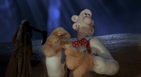 Screenshots from the 2005 Aardman cartoon The Curse of the Were-Rabbit