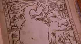 Screenshots from the 2005 Aardman cartoon The Curse of the Were-Rabbit