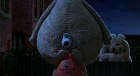 Screenshots from the 2005 Aardman cartoon The Curse of the Were-Rabbit