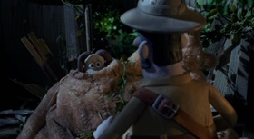 Screenshots from the 2005 Aardman cartoon The Curse of the Were-Rabbit