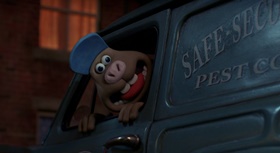 Screenshots from the 2005 Aardman cartoon The Curse of the Were-Rabbit