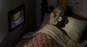 Screenshots from the 2005 Aardman cartoon The Curse of the Were-Rabbit
