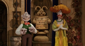 Screenshots from the 2005 Aardman cartoon The Curse of the Were-Rabbit