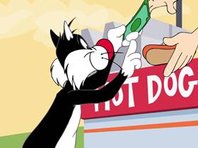 Screenshots from the 2005 Warner Bros. cartoon Psycho Kitty