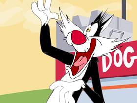 Screenshots from the 2005 Warner Bros. cartoon Psycho Kitty