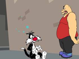 Screenshots from the 2005 Warner Bros. cartoon Psycho Kitty