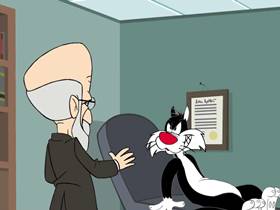 Screenshots from the 2005 Warner Bros. cartoon Psycho Kitty
