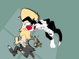 Screenshots from the 2005 Warner Bros. cartoon Psycho Kitty