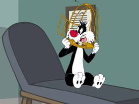 Screenshots from the 2005 Warner Bros. cartoon Psycho Kitty