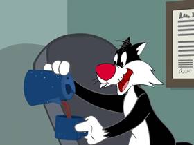 Screenshots from the 2005 Warner Bros. cartoon Psycho Kitty