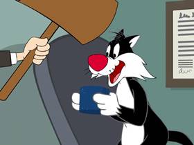 Screenshots from the 2005 Warner Bros. cartoon Psycho Kitty