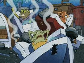 Screenshots from the 2007 United Plankton Pictures cartoon Boat Smarts