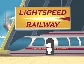 Screenshots from the 2009 Fuzzy Door Productions cartoon Road to the Multiverse