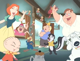 Screenshots from the 2009 Fuzzy Door Productions cartoon Road to the Multiverse