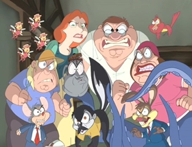 Screenshots from the 2009 Fuzzy Door Productions cartoon Road to the Multiverse