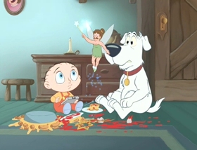 Screenshots from the 2009 Fuzzy Door Productions cartoon Road to the Multiverse