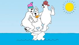 Screenshots from the 2009 Focus Design, Inc. cartoon Report from the North Pole