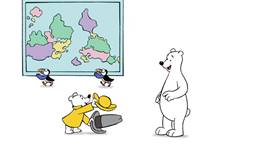 Screenshots from the 2009 Focus Design, Inc. cartoon Report from the North Pole