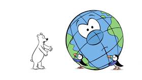 Screenshots from the 2009 Focus Design, Inc. cartoon Report from the North Pole