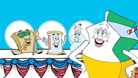 Screenshots from the 2009 Focus Design, Inc. cartoon The Trash Can Band