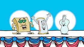 Screenshots from the 2009 Focus Design, Inc. cartoon The Trash Can Band