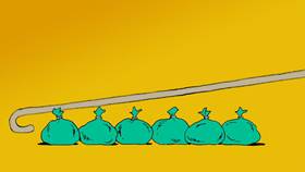 Screenshots from the 2009 Focus Design, Inc. cartoon The Trash Can Band