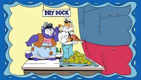 Screenshots from the 2009 Focus Design, Inc. cartoon Fat Cat Blue: The Clean Rivers Song