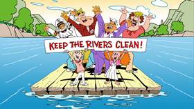 Screenshots from the 2009 Focus Design, Inc. cartoon Fat Cat Blue: The Clean Rivers Song