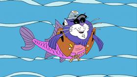 Screenshots from the 2009 Focus Design, Inc. cartoon Fat Cat Blue: The Clean Rivers Song