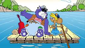 Screenshots from the 2009 Focus Design, Inc. cartoon Fat Cat Blue: The Clean Rivers Song