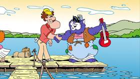 Screenshots from the 2009 Focus Design, Inc. cartoon Fat Cat Blue: The Clean Rivers Song