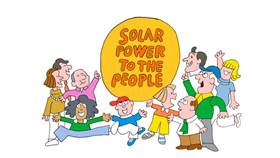 Screenshots from the 2009 Focus Design, Inc. cartoon Solar Power to the People