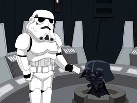 Screenshots from the 2010 Fuzzy Door Productions cartoon Something, Something, Something, Dark Side